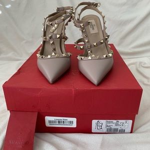 Valentino Rockstud Leather Ankle Strap Pump